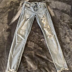 American Eagle Outfitters Light Blue Distressed Skinny Jeans